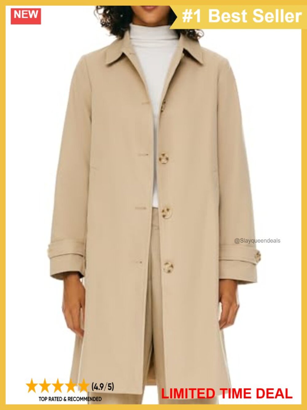 Orolay Single Breasted Trench Coat Mid-Long Classic Lapel Women's